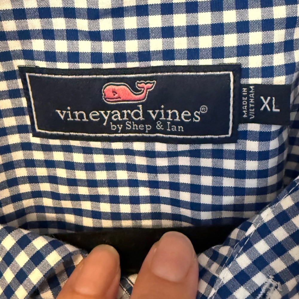 Vineyard Vines Mens XL Blue Gingham Check Long Sleeve Button Down Shirt